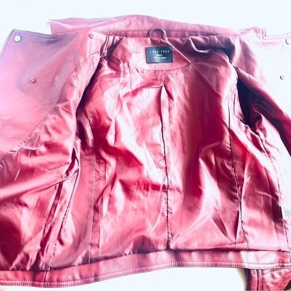 Love Tree Faux Leather Biker Jacket – Red Burgundy – Size Small - Picture 12 of 14